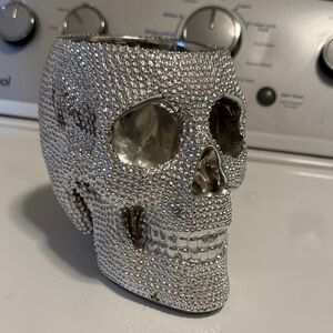 Silver Skull brush holder